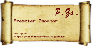 Preszter Zsombor névjegykártya